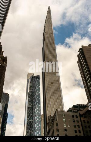 Billionaire’s Row, a collection of super-tall residences for the uber-rich mostly on West 57th Street on Saturday, March 26, 2022. Media reports that some Russian oligarchs are selling their Billionaire’s Row properties prior to expected asset freezes and sanctions. (© Richard B. Levine) Stock Photo