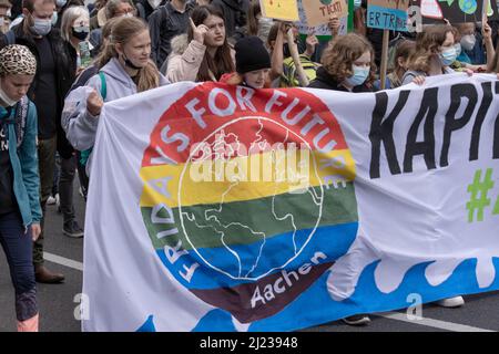 Aachen September 2021:  According to the organizers, the large Fridays for Future demonstration on September 24, 2021 in Aachen