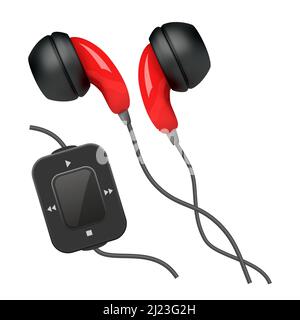 Headphones in-ear plugs vector illustration isolated on white background Stock Vector