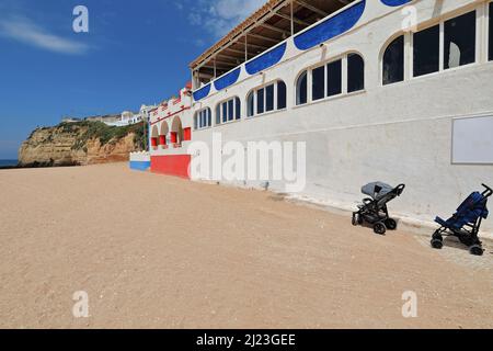 Beachfront of the houses on the NW cliff side. Carvoeiro-Portugal-178 Stock Photo
