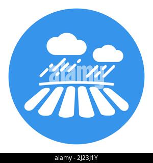 Cloud with rain over the field flat glyph icon. Agriculture sign. Graph symbol for your web site design, logo, app, UI. Vector illustration, EPS10. Stock Vector