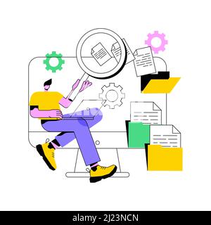 Document management soft abstract concept vector illustration. Document flow app, compound docs, cloud-based DMS, platform for sharing files online. manage business processes abstract metaphor. Stock Vector