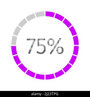 75 percent filled round loading bar. Progress, waiting or downloading icon divided on segments from 1 to 20. Infographic element for website or mobile interface. Vector flat illustration Stock Vector