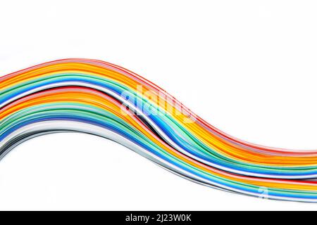 abstract of rainbow  wavy colors paper texture background Stock Photo