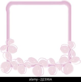 Frame template in soft pink color with watercolor flowers. Great for poster, postcard, congratulations. Vector illustration Stock Vector