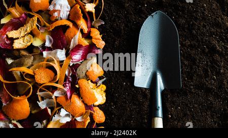 Vegetable and fruit peel for composting. Stock Photo