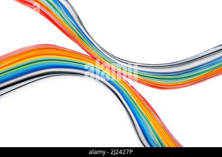 abstract of rainbow  wavy colors paper texture background Stock Photo