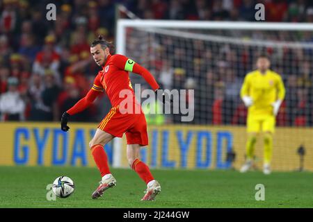 Cardiff, UK. 29th Mar, 2022. Gareth Bale of Wales in action. Wales v Czech Republic, international football friendly match for the DEC Ukraine Humanitarian appeal at the Cardiff city stadium in Cardiff, South Wales on Tuesday 29th March 2022. Editorial use only. pic by Andrew Orchard/Andrew Orchard sports photography/Alamy Live News Credit: Andrew Orchard sports photography/Alamy Live News Stock Photo