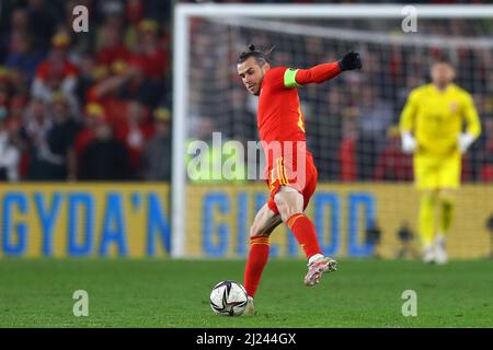 Cardiff, UK. 29th Mar, 2022. Gareth Bale of Wales in action. Wales v Czech Republic, international football friendly match for the DEC Ukraine Humanitarian appeal at the Cardiff city stadium in Cardiff, South Wales on Tuesday 29th March 2022. Editorial use only. pic by Andrew Orchard/Andrew Orchard sports photography/Alamy Live News Credit: Andrew Orchard sports photography/Alamy Live News Stock Photo