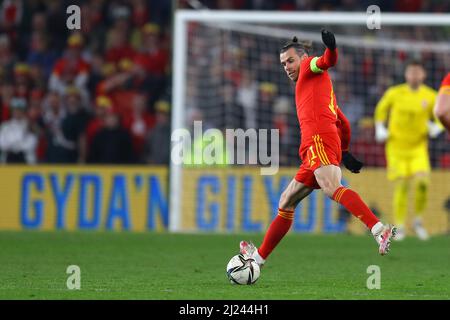 Cardiff, UK. 29th Mar, 2022. Gareth Bale of Wales in action. Wales v Czech Republic, international football friendly match for the DEC Ukraine Humanitarian appeal at the Cardiff city stadium in Cardiff, South Wales on Tuesday 29th March 2022. Editorial use only. pic by Andrew Orchard/Andrew Orchard sports photography/Alamy Live News Credit: Andrew Orchard sports photography/Alamy Live News Stock Photo