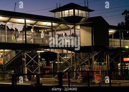 Pymble train station at night, Sydney, Australia Stock Photo