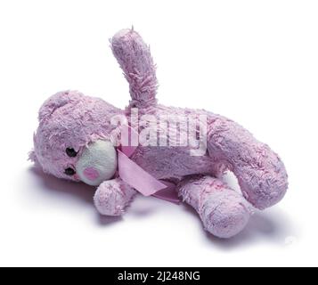 Old Forgotton Teddy Bear Cut Out on White. Stock Photo