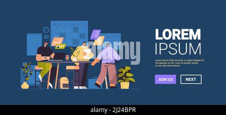 businesspeople team working together in office business people planning company strategy teamwork concept Stock Vector
