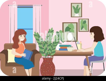 Workroom interior concept in flat design illustration Stock Vector ...
