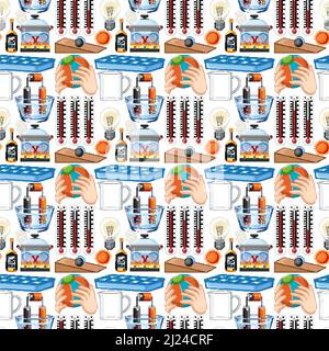 Seamless background with science equipments illustration Stock Vector