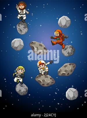 An astronaunt walking in space illustration Stock Vector