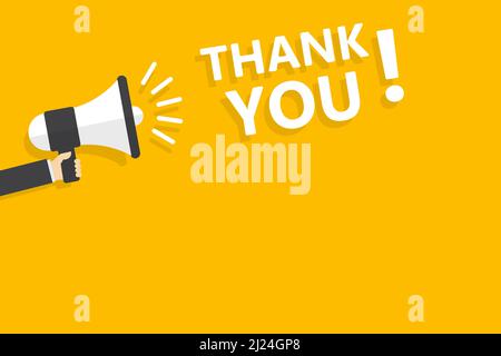 hand holding megaphone with thank you speech bubble banner vector with copy space for business, marketing, flyers, banners, presentations, and posters Stock Vector