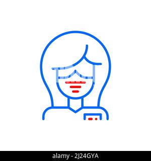 Female doctor or nurse wearing a medical protection mask. User profile picture colorful icon. Pixel perfect, editable stroke Stock Vector