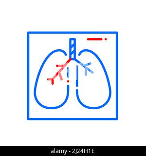 Lungs check up medical diagnostics test. Pixel perfect, editable stroke two color icon Stock Vector