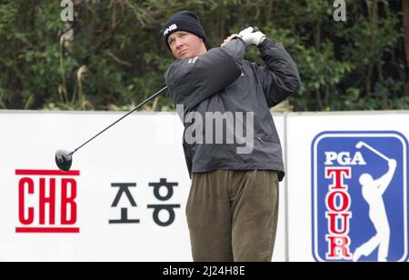 Nov 26, 2004-Seogwipo, South Korea-Ted Purdy driver shot play at a PGA TOUR Championship 2 round fifth T in Jeju Island on Nov 26, 2004, South Korea. Stock Photo