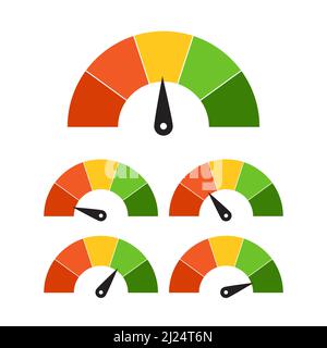 speedometer 5 different position icon vector for graphic design, logo, website, social media, mobile app, UI Stock Vector