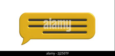 Yellow speech bubble 3d isolated on white. 3d vector.  Stock Vector