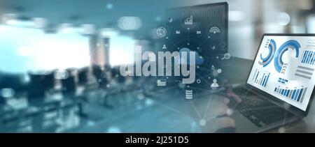 Big data analytics and business background chart and graph digital marketing, Technology Stock Photo
