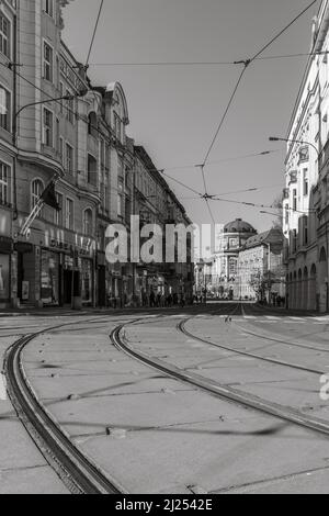 Monochrome View to Collegium Maius Poznan Stock Photo