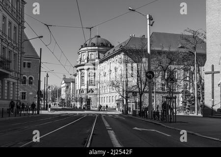 Monochrome View to Collegium Maius Poznan Stock Photo