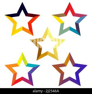 Colorful Stars Set Of Five Stock Vector