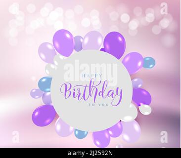 Happy Birthday To You Greetings Stylish Typography With Balloons Stock Vector