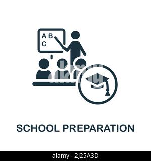 School Preparation icon. Monochrome simple School Preparation icon for templates, web design and infographics Stock Vector