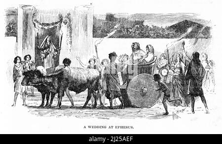 Engraving of a wedding in Ephesus in ancient times Stock Photo