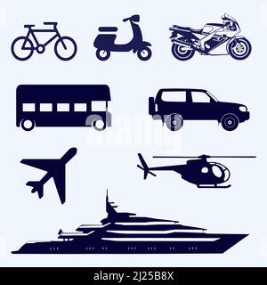 Transport Icon Set In Blue Color Stock Vector