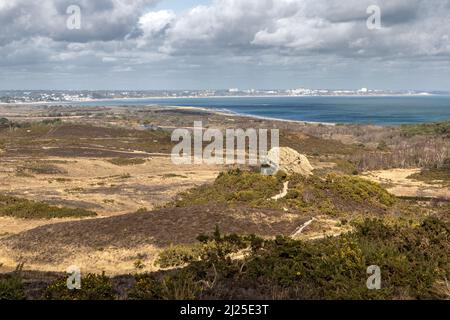 Agglestone Rock aka Devil's Anvil, Studland and Godlingston Heath, Dorset, UK Stock Photo