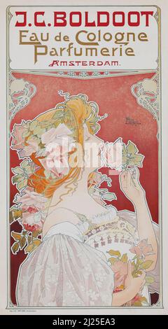 Vintage Art Nouveau by Henri Privat-Livemont - J.C. Boldoot Eau de Cologne Parfumerie Amsterdam (1899). Old advertisement poster. Stock Photo