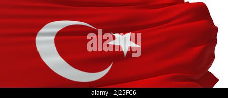 turkish flag blowing in the wind - 3d rendering Stock Photo