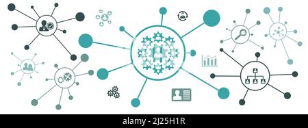 Concept of hrm with connected icons Stock Photo