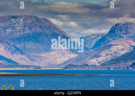 A861 near Gearradh looking towards Ballachulish, Scottsih Highlands Stock Photo