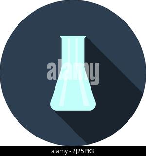 Chemical Bulbs Icon. Flat Circle Stencil Design With Long Shadow. Vector Illustration. Stock Vector