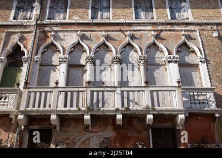 Boarded Up Historic Building in the Centre of Venice Italy Stock Photo