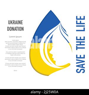 Ukraine donation background woman face Stock Vector
