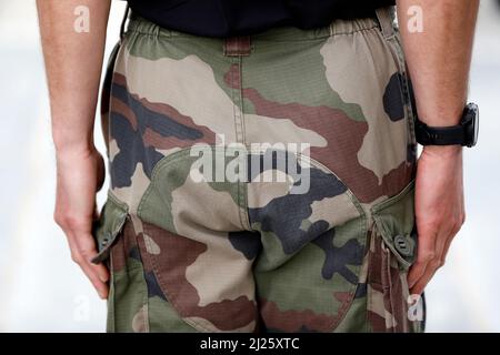 French commemoration of the armistice day november 11 1918, end of the first world war.  Police uniform. Stock Photo