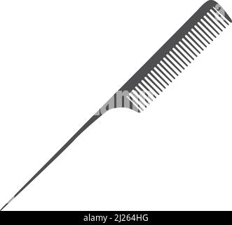 Plastic hairbrush icon. Rattail comb. Hairdresser symbol Stock Vector