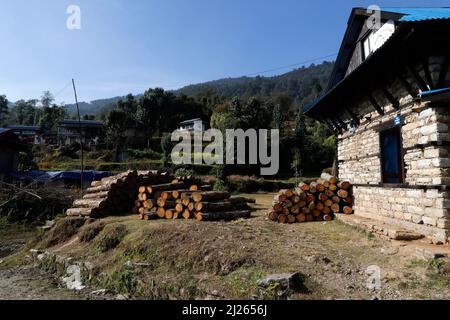 Traditional house in mountain village. Stock Photo