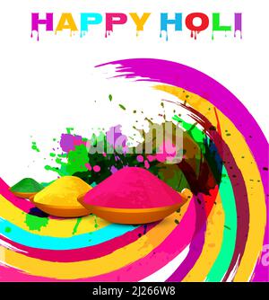 Happy Holi Greetings And Wishes Colorful Watercolor Background Stock Vector