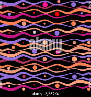 Waves And Dots Colorful Pattern Background Stock Vector