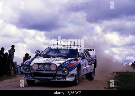 Attilio Bettega (ITA) Maurizio Perissinot (ITA) Lancia Rally 037 GrB Martini Racing Stock Photo