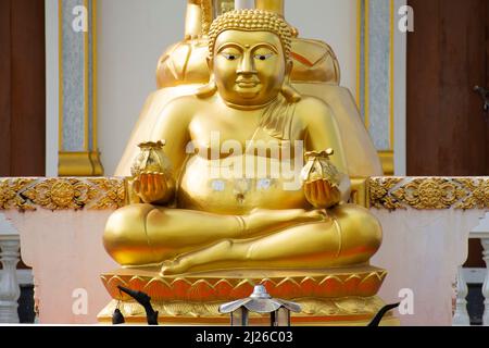 Gautama Buddhist or Gautama Maha Katyayana Buddhism thai name call Phra sangkajai happy and smile buddha for thai people travel visit and respect pray Stock Photo