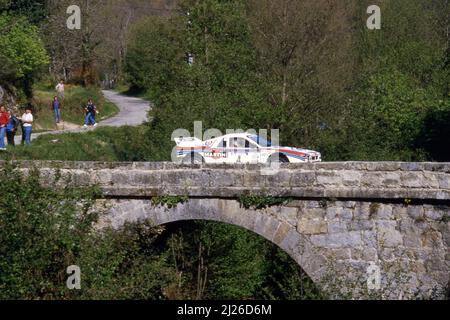 Attilio Bettega (ITA) Maurizio Perissinot (ITA) Lancia Rally 037 GrB Martini Racing Stock Photo